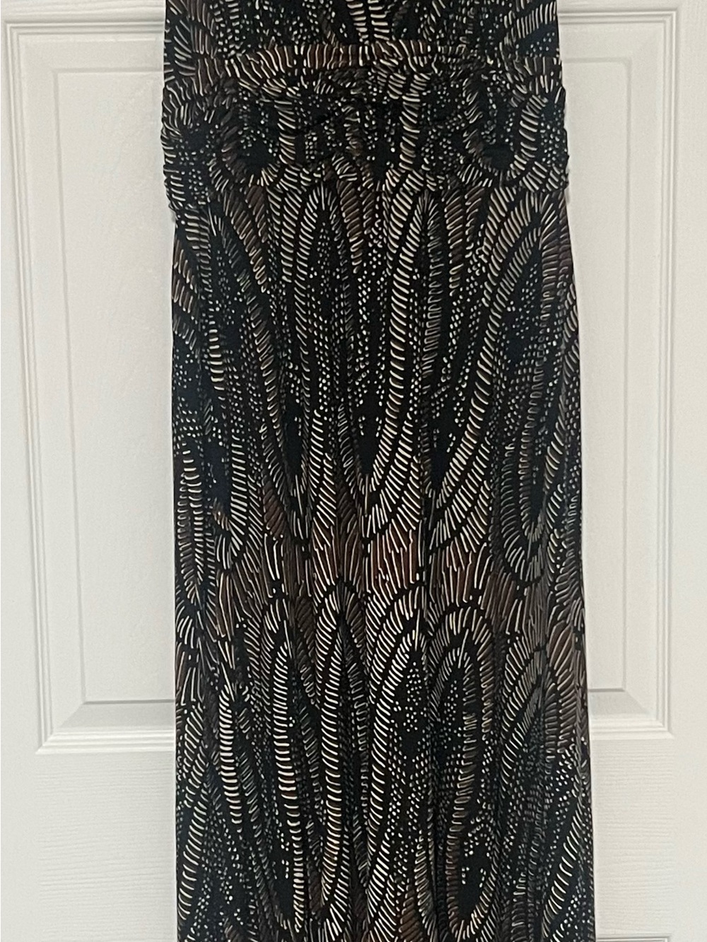 Evan Picone Black and Cream Printed Maxi Skirt